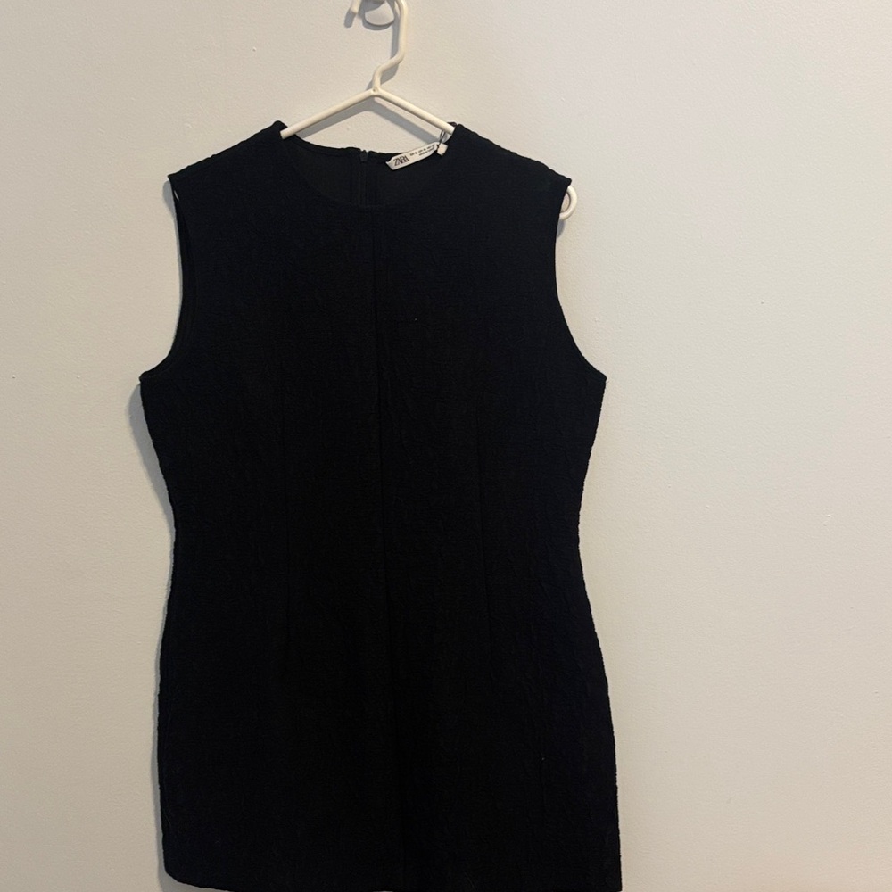 Zara Black Textured Mini Dress New with tags